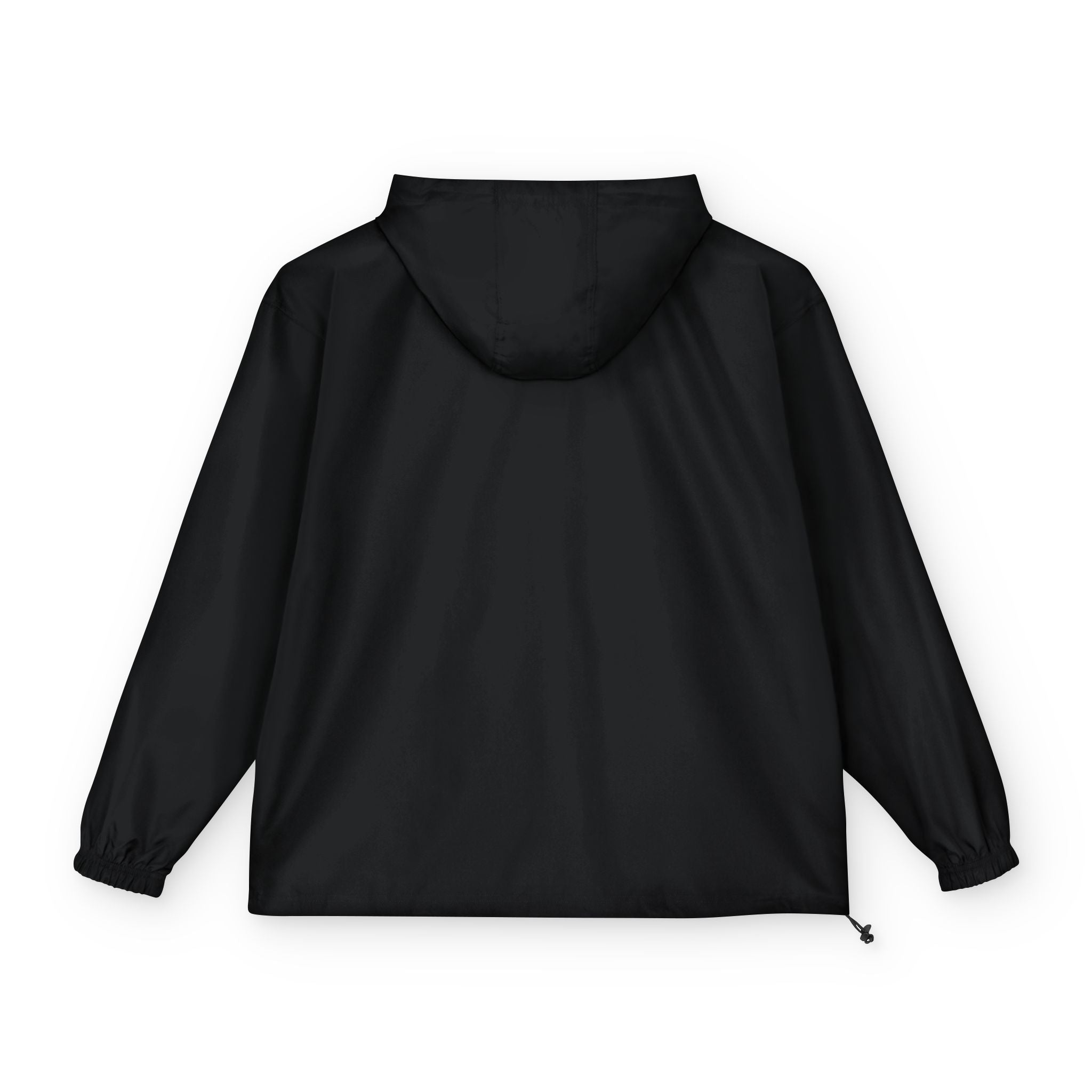 Black Packable Anorak Jacket with Minimal Floral Patch