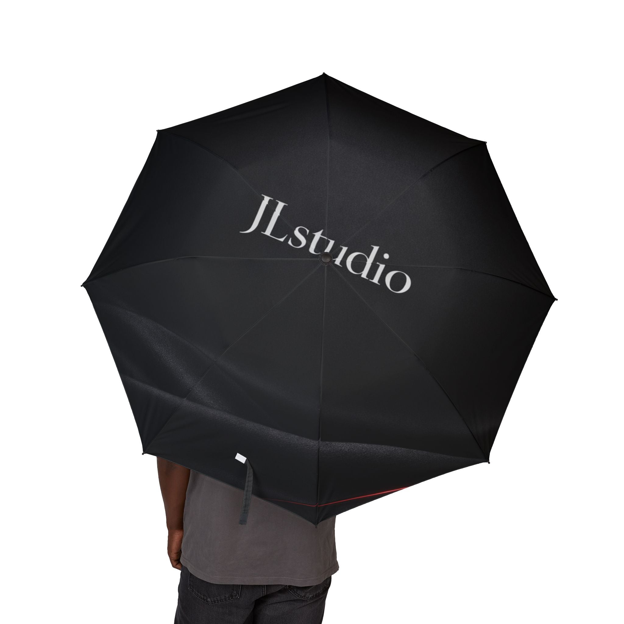 Semi-Automatic Foldable Umbrella — Compact Black Travel Umbrella with "Il Studio" Logo