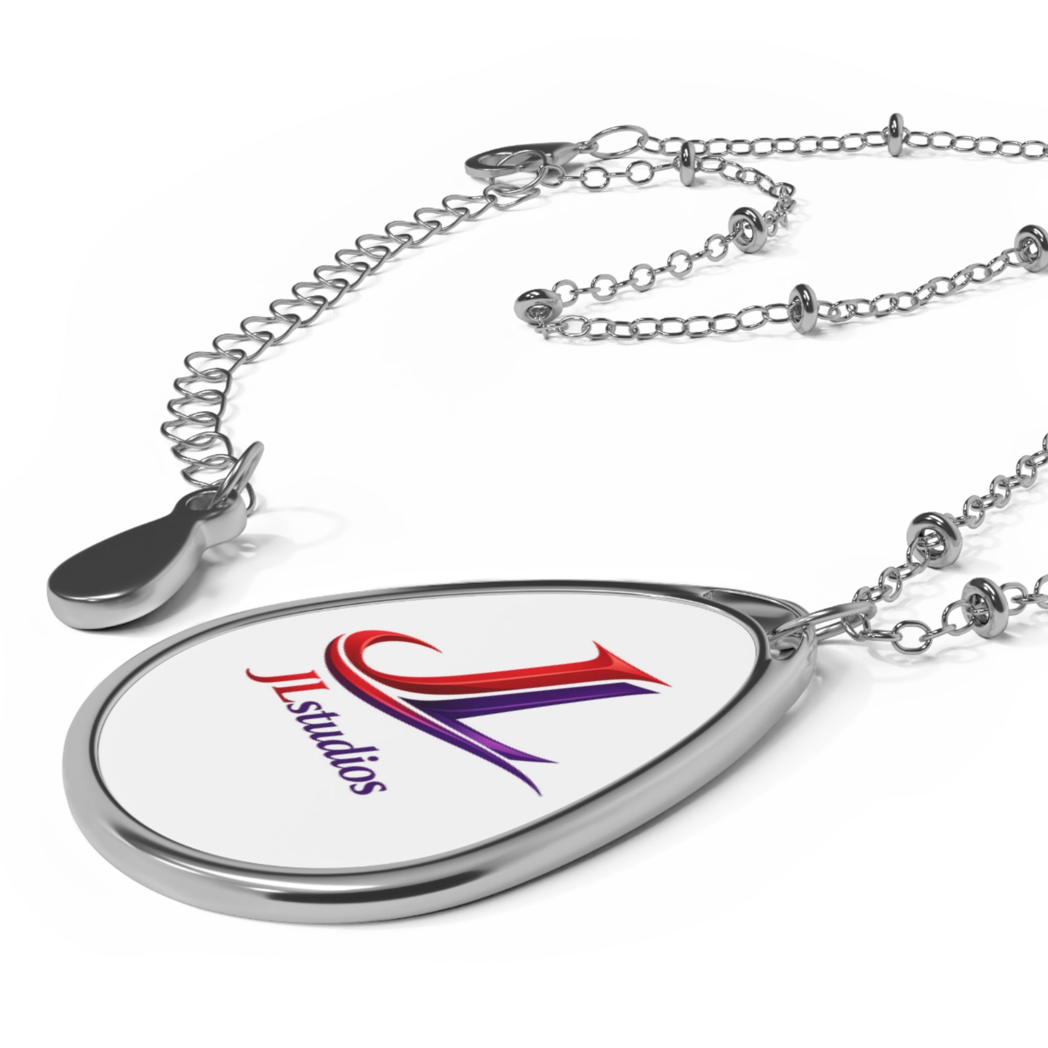 Oval Logo Necklace — Personalized Oval Pendant Necklace with Custom Logo