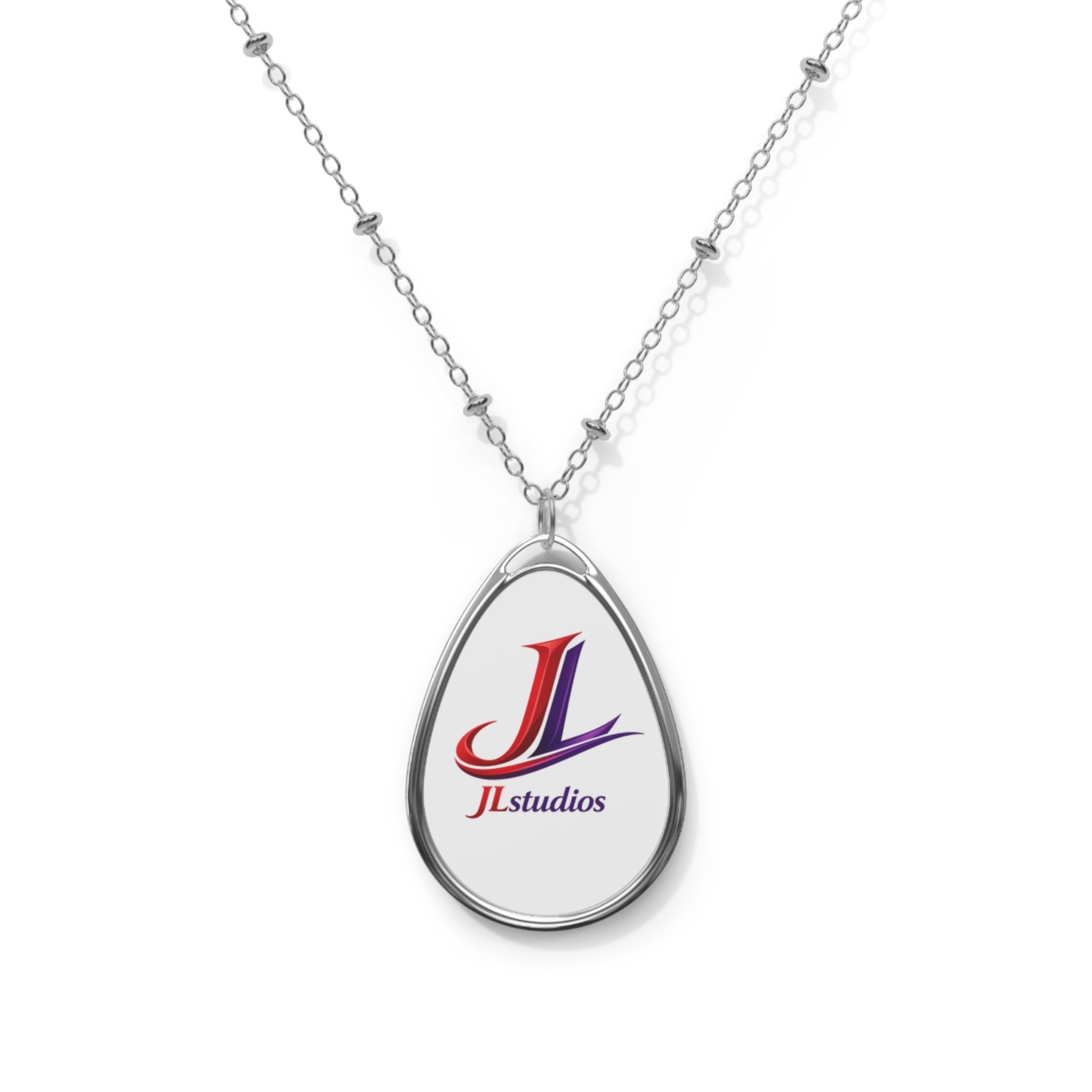 Oval Logo Necklace — Personalized Oval Pendant Necklace with Custom Logo